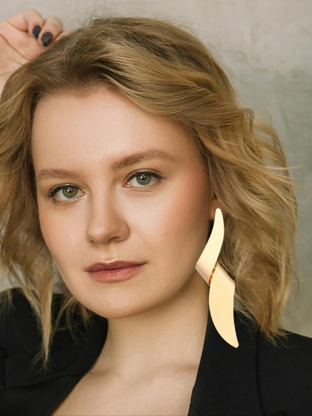 Gold Curved Sculptural Statement Drop Earrings - Women Jewelry